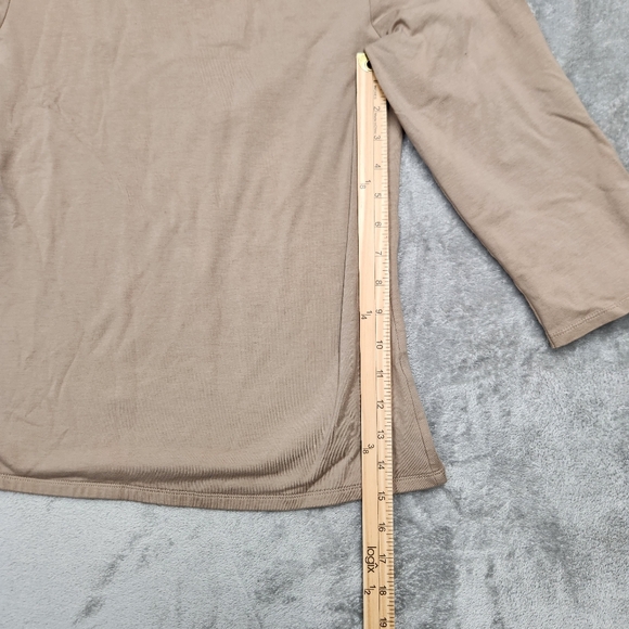 J Jill Womens Supersoft Square Neck Tee Sz Med Cream Stretch Cotton Top Shirt - Picture 3 of 6